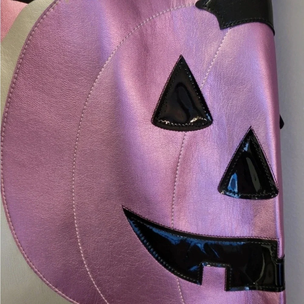 Isaac Mizrahi Halloween Mantel Scarf Jack O Lantern Ghosts Metallic Purple 84